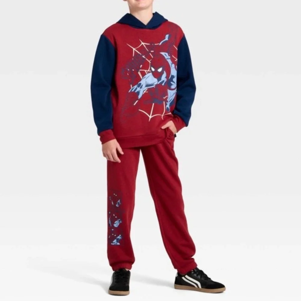Marvel Spider-Man‎ Kids Red Navy Blue Fleece Hoodie and Jogger Pants Set NEW XL